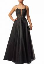 Lara Black Lace up Corset Gown TOP PICK